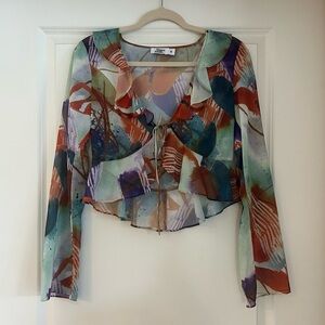 Tiger Mist Colorful Tie Top Tarvey Watercolor Top